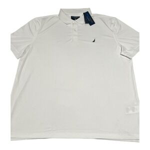 NWT Nautica‎ Navtech Polo Shirt Men's 3XL White Short Sleeve Golf Performance